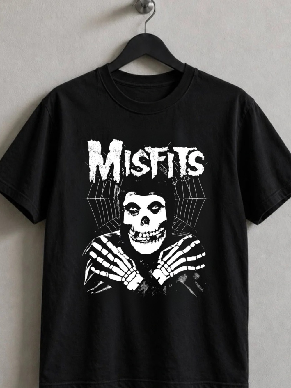 Misfits Black Graphic Tee with White Skull Logo